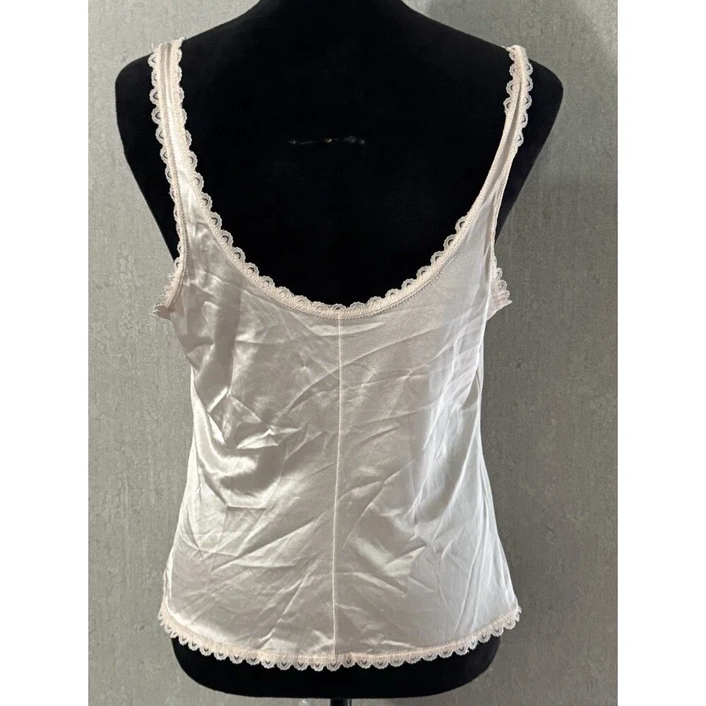 Vintage 80s Sears Peach Nylon Lace Trim Camisole Slip Tank Top Size 36 Coquette